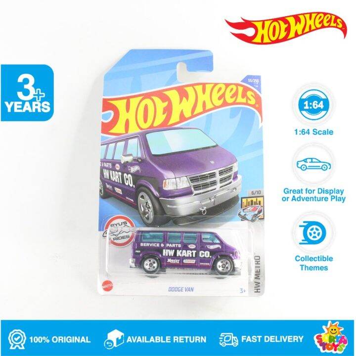 Hot Wheels Dodge Van Metro 6/10 – Purple Die-Cast Car, 1:64 Scale Toy For Collectors & Kids