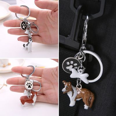 【YF】 New 3D Pet Dog Border Collie Keychain Pendant Bag Charm Car Keyrings Cute Animal Keychains Men Metal Jewelry Gift Accessories