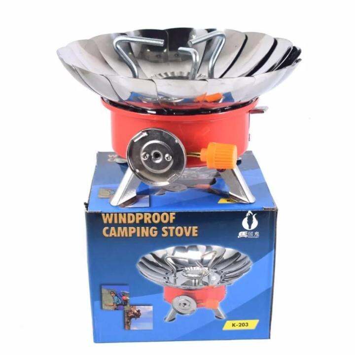 kovarเตาแก๊สแค้มปิ้ง-เจาแก๊สพกพา-รุ่นล่าสุดมีบังใบต้านแรงลมwindproof-camping-stove-k-203