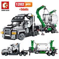 SEMBO 1202Pcs City Big Truck Engineering Buiding Blocks Mark Container Vehicles Car Figures Bricks Toys For Children