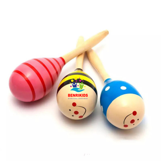 Rattles dice, small kids hearing stimulation smart wooden toy - ảnh sản phẩm 1