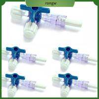 RONGW 5Pcs โปร่งใสโปร่งใส Luer stopcocks 3ทาง วาล์วห้องปฏิบัติการใช้แล้วทิ้ง แบบพกพาได้ แพคเกจบุคคลที่ปราศจากเชื้อ สำหรับโครงการโรงเรียน