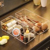 Desktop Clear Acrylic Makeup Layered Storage Box Dressing Table Cosmetic Lipstick Finishing Grid Box Drawer Storage Compartment