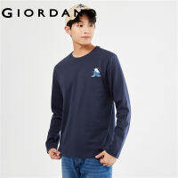 GIORDANO Men Little Joys Series T-Shirts Cute Polar Bear Print Tee Crewneck Long Sleeve Fashion Casual Cotton Tshirts 91093305