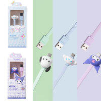 Sanrio Kuromi Pochacco Cinnamoroll Type-C 3A สายชาร์จอย่างรวดเร็ว Kawaii อะนิเมะน่ารักศัพท์มือถือสายข้อมูล1เมตรของเล่นสำหรับสาวของขวัญ