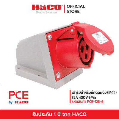 HACO เต้ารับตัวเมีย สำหรับยึดติดผนัง IP44 16A 32A 400V 5Pin Wall Sockets รุ่น 125-6