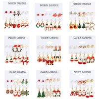 【LZ】▪  6 pairs Christmas Ear Studs XmasTree Earrings Snowman Pendants Merry Christmas Girls Gifts Happy New Year 2023 Party Favors