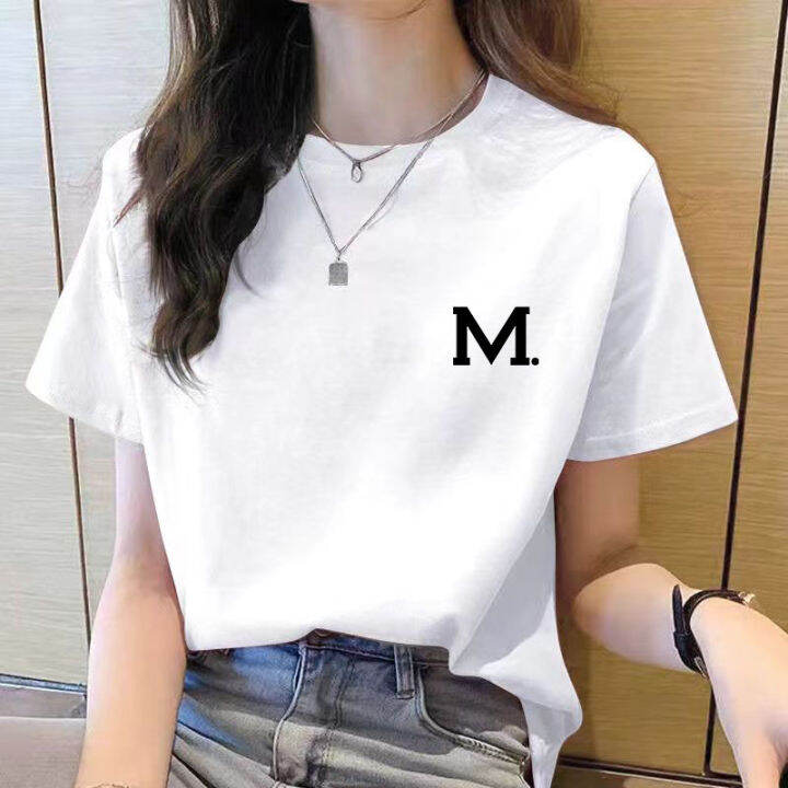 เสื้อยืดผู้หญิงแขนสั้นพิมพ์ลายใหม่-เสื้อแฟชั่นลำลองเรียบง่ายฤดูร้อน
