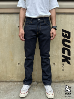 BUCKOFF | กางเกงยีนส์ผู้ชาย ทรงกระบอก ยีนส์ผ้าดิบ กางเกงขายาว | BM-3004