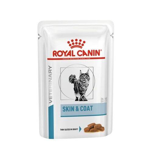 [ ส่งฟรี ] Royal canin Skin &amp; Coat Pouch อาหารแมวที่มีปัญหาทางด้านผิวหนัง ชนิดเปียก (SKIN &amp; COAT GRAVY) 85g * 12 ซอง