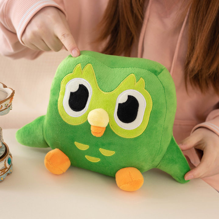 น่ารักสีเขียว-duolingo-นกฮูกของเล่นตุ๊กตา-plushie-of-duo-นกฮูกการ์ตูนอะนิเมะนกฮูกตุ๊กตานุ่มยัดไส้สัตว์เด็กของขวัญวันเกิด