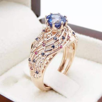 จิวเวอรี่สายเพทายซิงโครสีทองมีรูเปิดแหวนสตรี2021แหวนใหม่