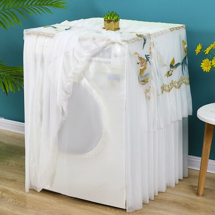 เครื่องซักผ้าเครื่องทำลูกชิ้นฝุ่นที่คลุมเครื่องซักผ้าสไตล์นอร์ดิกใหม่ลูกไม้ผู้ผลิตหุ้มด้วยผ้า