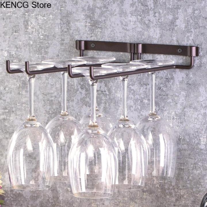 kencg-store-cod-แก้วไวน์แขวนโลหะถ้วยไวน์ชั้นวางบาร์คู่-stemware-แก้วขวดแก้ว
