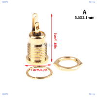 NIHAI 1ชิ้น DC-099แหล่งจ่ายไฟ DC ติดตั้งบนแผงตัวเมียปลั๊กเสียบขั้วต่อ2.1มม. 2.5มม. ปลั๊กตัวแปลง2ประเภทชุบทอง