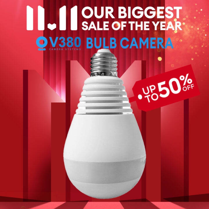 V380 Pro CCTV Camera Bulb Panoramic Two Way Audio Night Vision CCTV camera connect cellphone