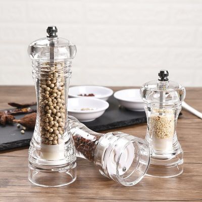 6 Inch/8 Inch Acrylic Combo Pepper Mill and Salt Shaker with Adjustable Coarseness Ceramic Mechanism Kitchen Gadgets Tools
