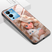 Mop Mall สำหรับ Infinix Note 12 G88 Note 12 G96 X663การ์ตูนเจ้าหญิงยิ้มเคสโทรศัพท์กระจกเทมเปอร์เรียบนุ่มเคสเคสกันกระแทก