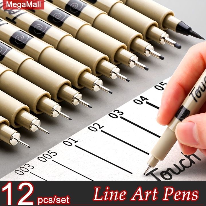 Tuantuan stationery)12 Pcs Drawing Pens Anime Pens Sketch Pens