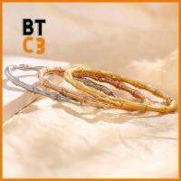 BTC3 ทองสีทอง กำไลไม้ไผ่ เล็กๆน้อยๆ เหล็กไร้สนิม กำไลข้อมือลูกบอล ของใหม่ เงินสีเงิน เครื่องประดับแฟชั่นเครื่องประดับ สำหรับผู้หญิง