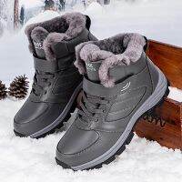 HOT11★Nine oclock Winter Couple Cal Boots Stylish Leather High-top Sneaker For Men Outdoor Quality Warm Plush Lined Female Shoes