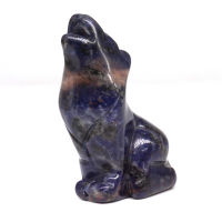 2" Wolf Statue Blue Sodalite Natural Stone Carved Home Decoration Healing Crystal Reiki Animal Figurine Gemstone Small Ornament