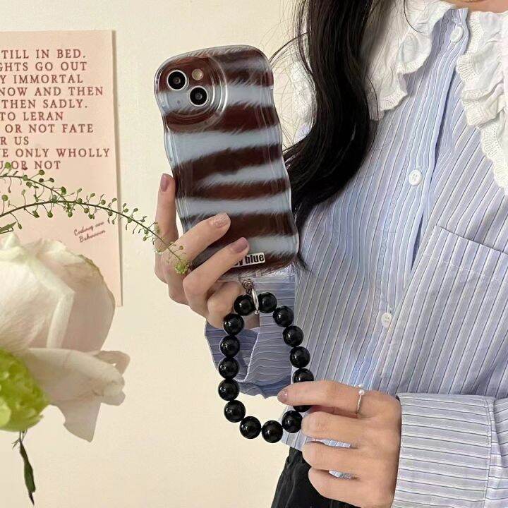 อารมณ์อ่อนโยน-crash-color-stripe-case-สำหรับ-iphone12-fashion-wave-bezel-phone-case-สำหรับ-iphone13-promax-black-bead-string-case-สำหรับ-iphone14-arc-air-cushion-imd-case-สำหรับ-iphone11-ซิลิโคนป้องกั