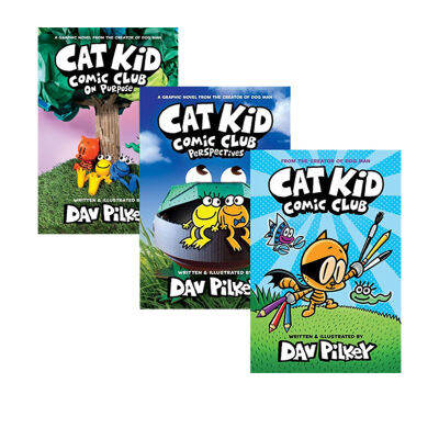 Pre sale of cat kid comic Club 1-3 perspectives on purpose little Pittys comic Club hardcover 3 volume Dog Man author DAV Pilkeys new English original