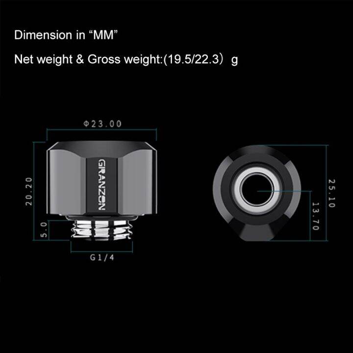 granzon-od14mm-อุปกรณ์ท่อแข็งสำหรับพีซีน้ำระบายความร้อนอะคริลิฮาร์ด-petg-pmma-ท่อ-g1-4-เชื่อมต่อสีดำสีเงินสีขาว-gd-ft14