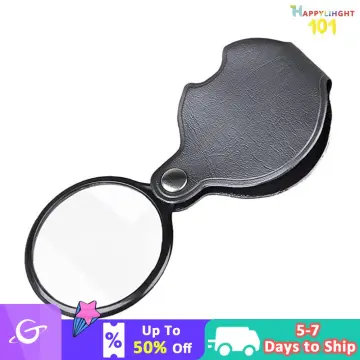 10X Pocket Magnifying Glass, Double Layer Lenses, Folding Handheld Mini  Magnifier Keyring with LED Light, for Reading, Inspection, Elderly