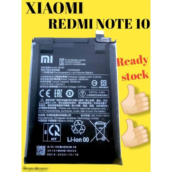 Xiaomi Redmi Note 10 Original Battery Bn59 5000mah Li Ion Battery Ready Stock Lazada 2292