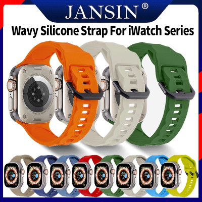 สาย สำหรับ Apple Watch Ultra 2 Band 49mm สายนาฬิกาซิลิโคนอ่อนนุ่มทดแทน iWatch Series 9 8 7 6 5 4 3 SE 44mm 42mm 45mm สายรัดข้อมือ Smart Sports Watch