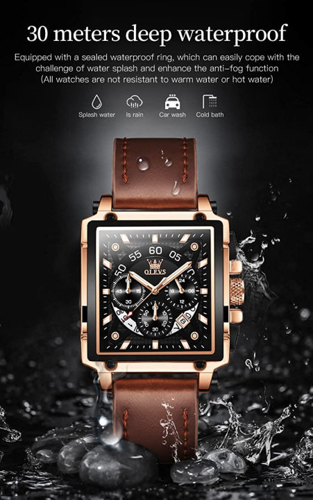 olevs-square-watches-for-men-brown-leather-chronograph-fashion-business-watch-luminous-waterproof-casual-wrist-watches