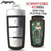 JHTJHNDTGFJHND Jingyuqin 3C0959752BG Keyless Go สำหรับ VW Volkswagen Passat CC Fob รีโมทคอนโทรลสมาร์ทรถ3ปุ่ม433เมกะเฮิร์ตซ์ ID46 PCF7936ชิป