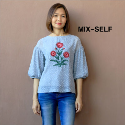 Mix-Self เสื้อเบลาส์ปักลายดอกไม้ รุ่น IB71828