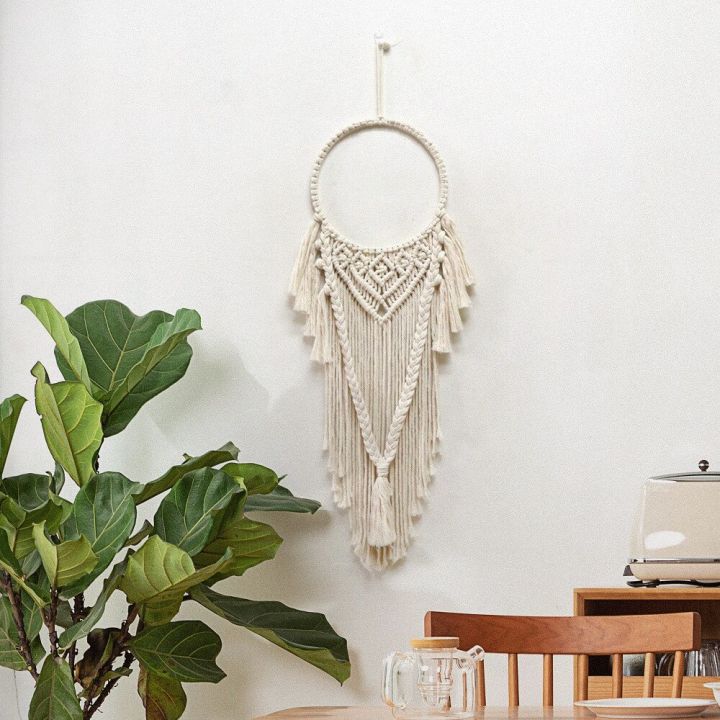 พรมแขวนผนัง-macrame-มีพู่จี้-boho-ศิลปะพื้นหลังอพาร์ตเมนต์ตกแต่งสถานดูแลเด็กห้องรับแขกห้องนอน