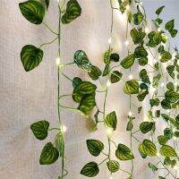 ZZOOI Artificial Vine Green Leaf Led String Lights Fairy Garland Christmas Decorations for Home Wedding Party Decor Battery Powered