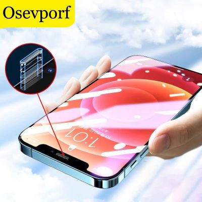 Borderless Full Screen Cover Hard Tempered Glass Film With Dust Net Clear Membrane For iPhone 11 12 13 Pro Max SE3 X XR XS 8 7 6