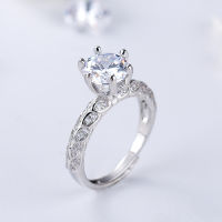 Korean Ins Style Six Claw Diamond Ring Imitation Diamond Ring Wedding Ring Jewelry 8KK7