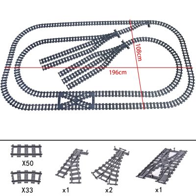 MOC City Train Left Right Points Flexible Railway Electric Crossing Tracks Rails Forked Straight Curved Building Block Brick Toy