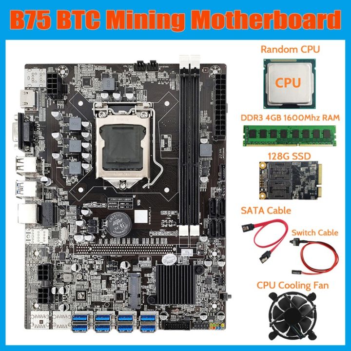 b75-btc-mining-motherboard-cpu-fan-ddr3-4gb-1600mhz-ram-128g-ssd-sata-cable-switch-cable-lga1155-8xpcie-to-usb-board