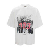 à➩➢Fog Co nded RRR123 ใหม่ เสื้อยืดแขนสั้น เปิดไหล่ ทรงหลวม สไตล์สตรีท เหมาะกับฤดูร้อน สําหรับผู้ชาย