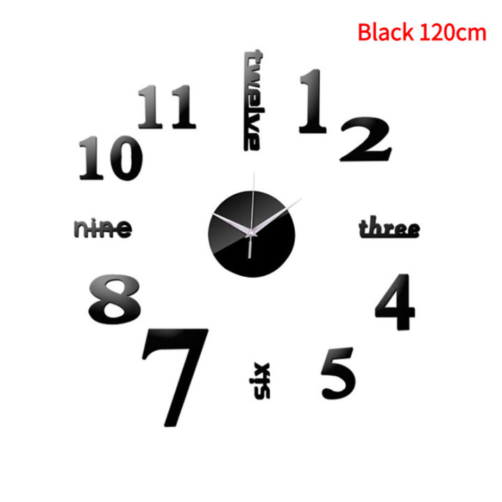 ชุดนาฬิกาติดผนัง-diy-กระจกอะคริลิค3มิติสำหรับตกแต่งห้องนั่งเล่นในบ้าน-ขนาดเส้นผ่านศูนย์กลาง60ซม-120ซม-1ชุดให้ชัดเจน