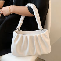 Small Pleated Tote Bag Womens Luxury Soft Pu Leather Shoulder Bag Famous Designer Crossbody Bag Female White Messenger Bags Sac