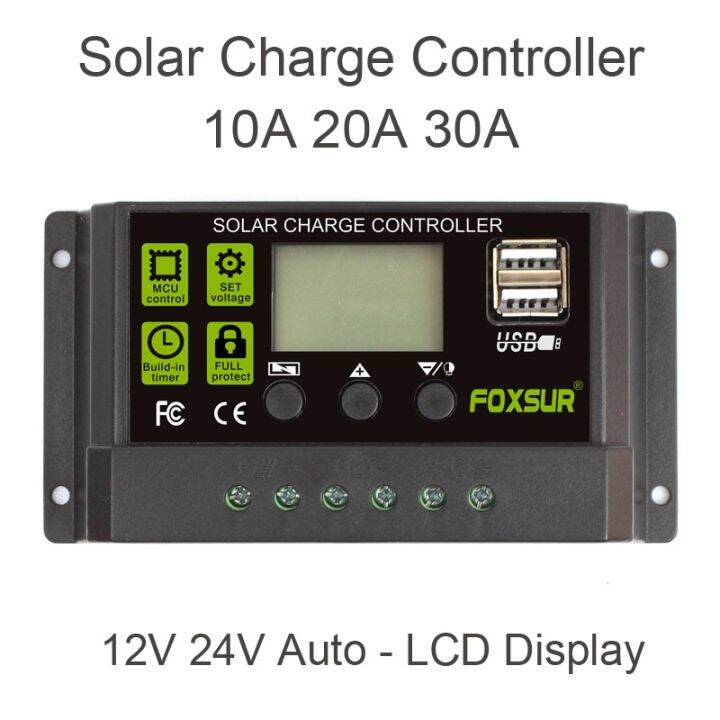 foxsur-upgraded-solar-charge-controller-30a-20a-10a-pwm-solar-charger-regulator-12v-24v-auto-lcd-display-with-dual-usb-5v-output