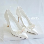 Giày cưới Giày cao gót trắng cô dâu cao cấp, độc quyền bởi SHE SHOES