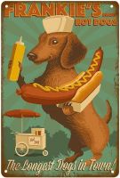 Zhongqingshop Vintage Frankie S Hot Dogs ป้ายดีบุกภาพวาด Cafe Opera House Art Wall Decor