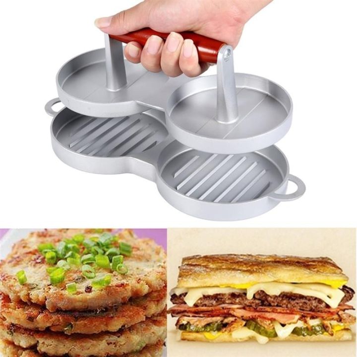 ที่อัดหมูเบอร์เกอร์-แฮมเบอร์เกอร์คู่-nonstick-อลูมิเนียม-burger-maker-เนื้อ-patties-แฮมเบอร์เกอร์แม่พิมพ์-patty-กด2หลุมบาร์บาร์เครื่องมือห้องครัว