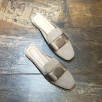 รองเท้าผู้หญิงสวมสบายส้นแบน2ซม. รองเท้า Mule Lazy Slip-ON