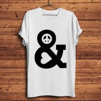 Peace Sign And Love Heart Printed Tshirt Homme Funny T Shirt Men White Tshirt